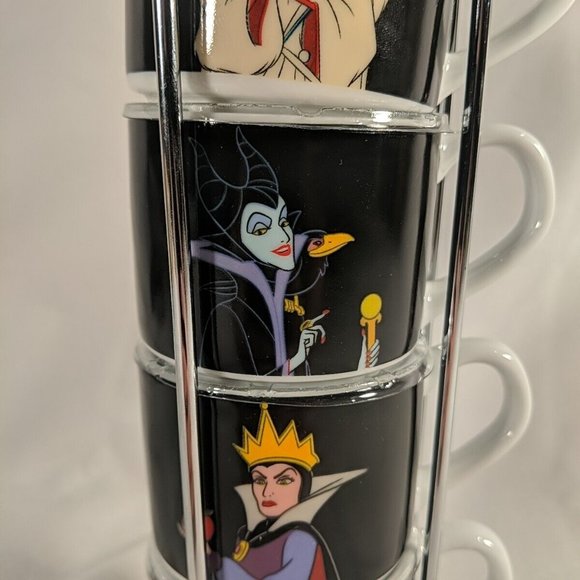 Disney Villains Stackable Coffee Mug Cups Tower Complete Set of 4 NEW Cruella - Picture 12 of 16